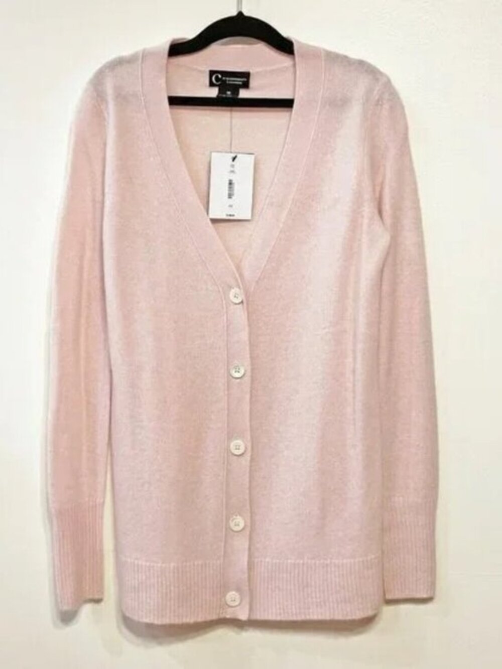 New 100% Cashmere Bloomingdale's Grandpa Cardigan Pink XS $188